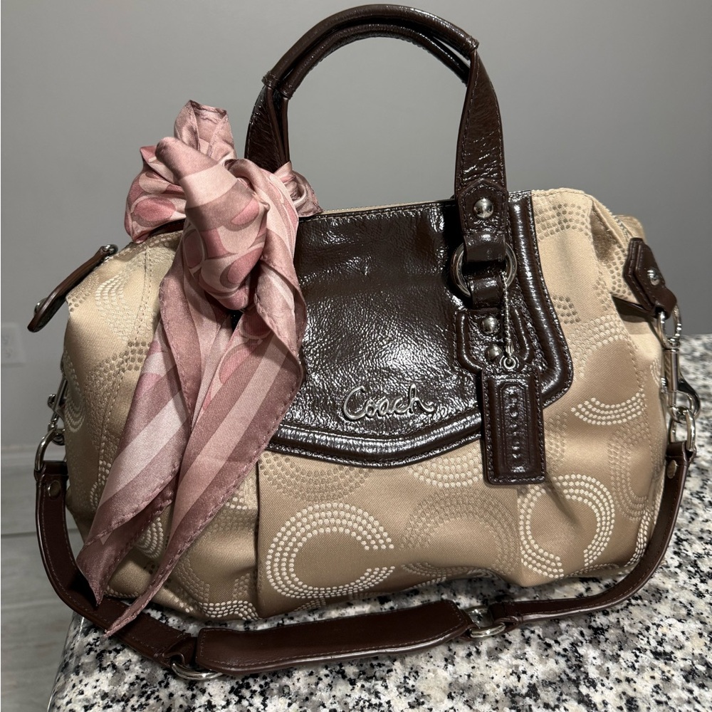 Coach Brown and Tan Shoulder Bag